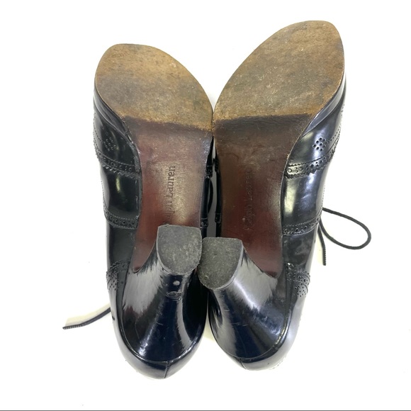 Vintage Ralph Lauren black leather ankle heels size 8 - Picture 5 of 8